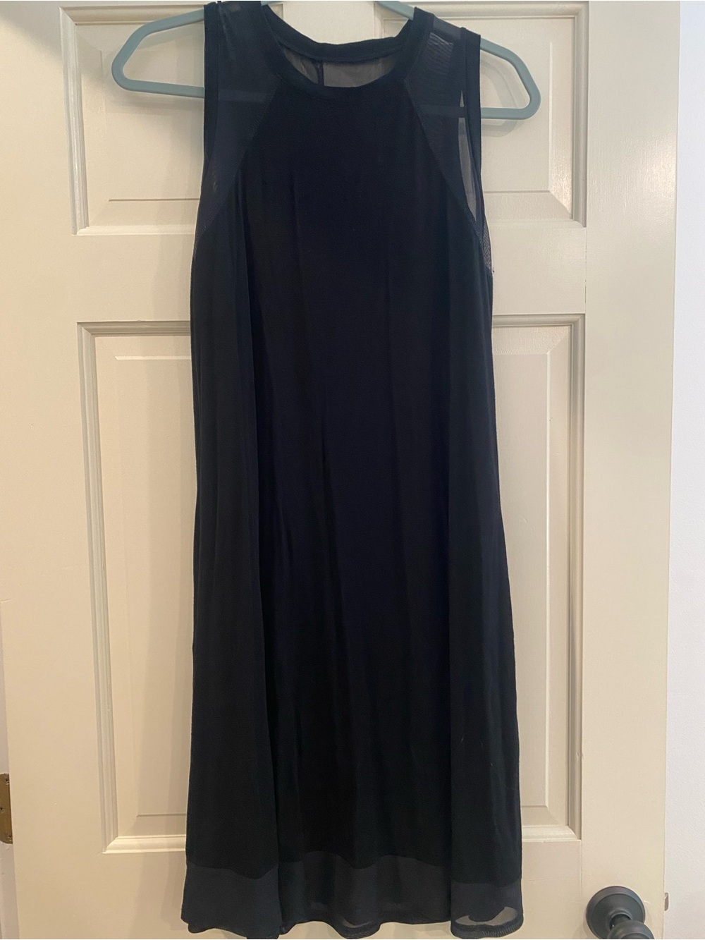Sleeveless Black Sheer-Trim Midi Dress